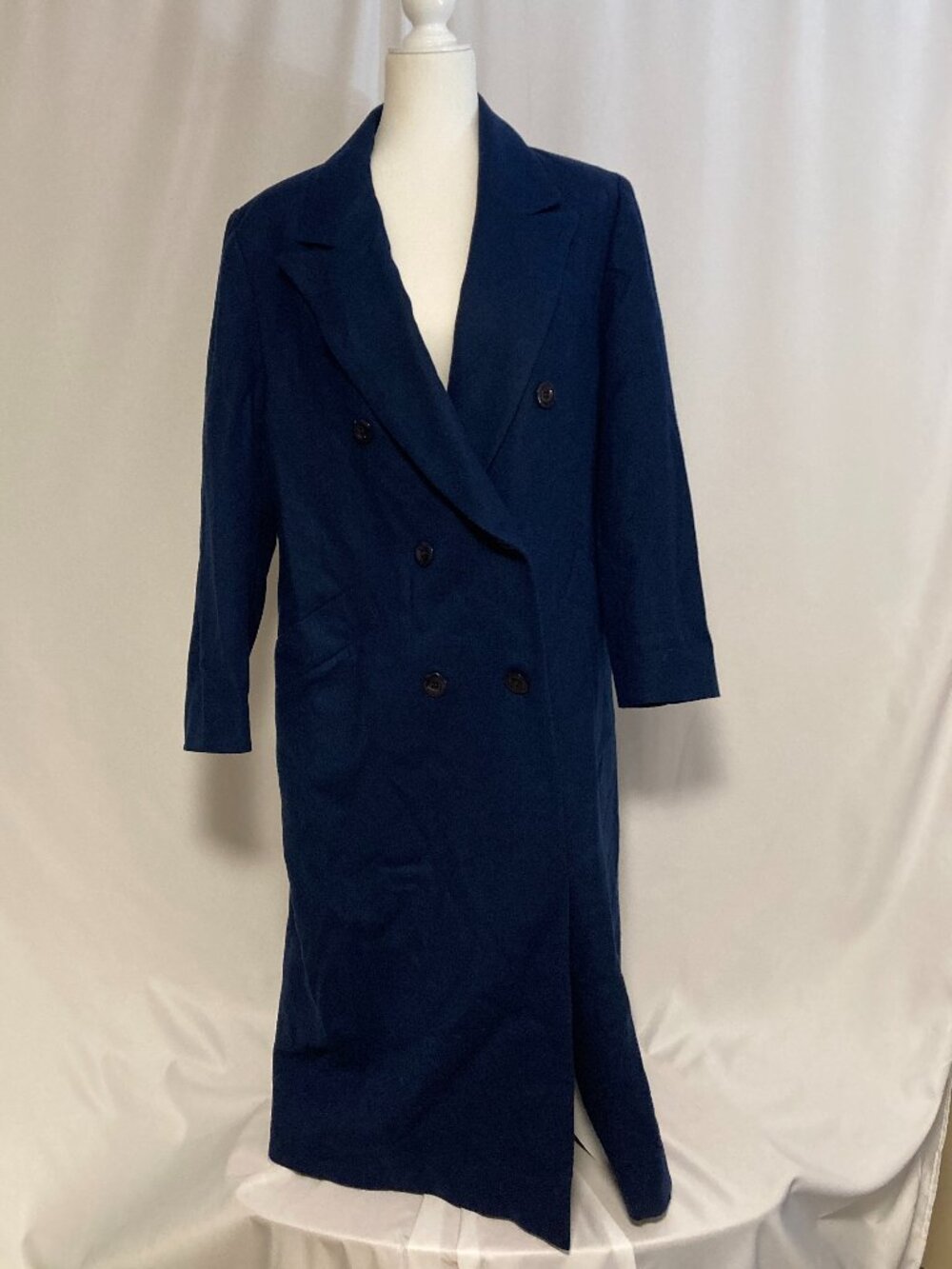 Vintage Pendleton Woolen Mills Virgin Wool Trench Coat Navy Blue Lined Size 8